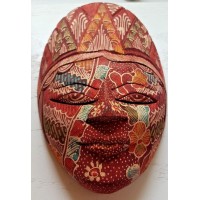 Hand carved wooden Batik Mask Wall Decor- Hand-Painted (Malaysia/Borneo)   173430972292